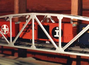 Lionel Bridge with Hi-cube Box Cars 